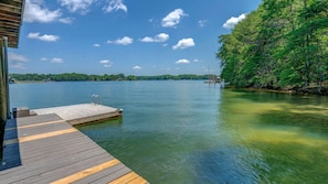 Access tranquil waters from our private dock, perfect for boating or relaxing.