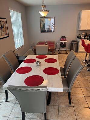 Formal Adult and Children Dining tables and Infant High Chair, of course.