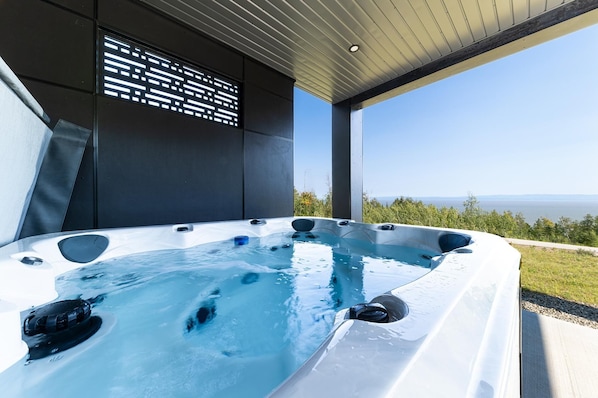 Soak in the summer views from your private spa!