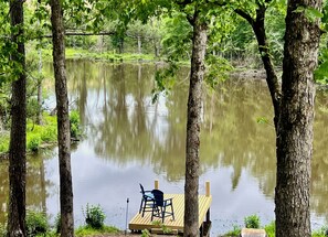 Dock over pond. Great for fishing, picnics, or just relaxing!