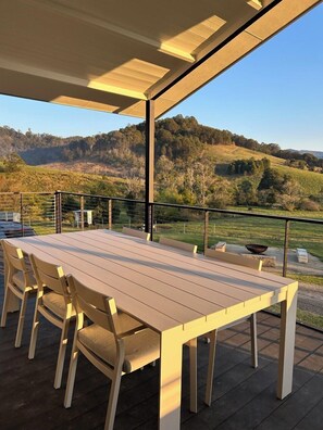 Enjoy gazing over the Williams Ranges while you graze on local produce and wines