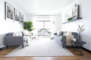 When you first enter The Dwelling, you are greeted with this cozy and beautifully decorated living space!