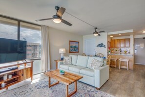 Sofa pulls out into a Queen bed