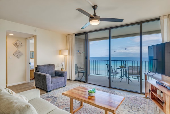 Living room with a view and flat screen TV for your entertainment