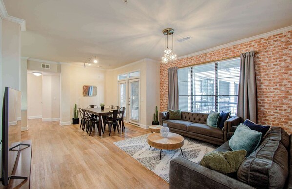 Classic and elegant, this stylish living room invites you to sit and stay a while as you relax and let the stress of daily life slip off your shoulders.