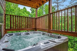 8-person hot tub with Bluetooth speakers