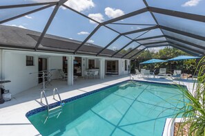 Electric-heated pool to 86 degrees Fahrenheit (30 °C)