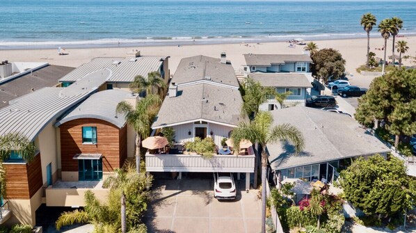 Steps from the beach, the Seaside Sanctuary is the mountain side unit of beachfront property.