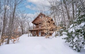 Fresh snowfall at the cabin