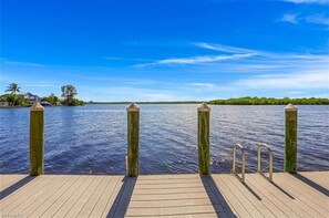 Extra long wide extended dock for plenty of fishing or swimming.