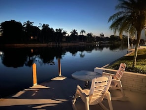 A quiet midnight private setting on the water.
