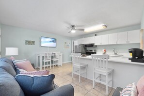 Living room and breakfast bar