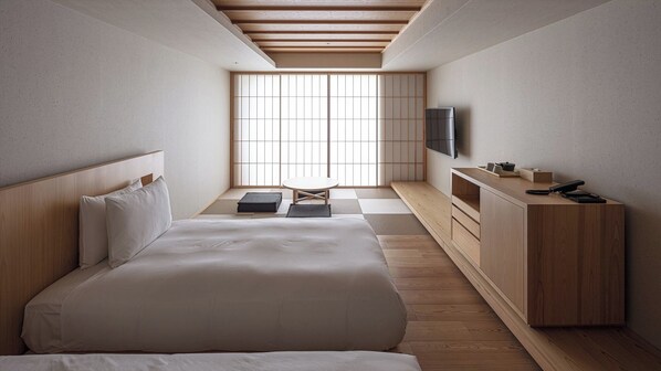 [Terrace Bath Twin] 40m² / bed width 1,200mm. Enjoy a relaxing time in a warm space.