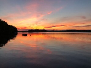 Beautiful sunsets from the fire pit at the water’s edge.