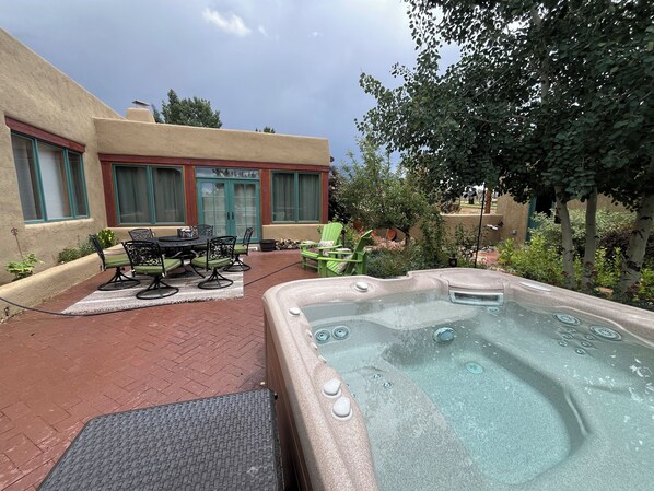 Inviting hot tub on the patio