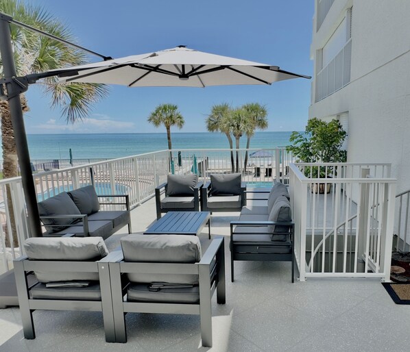 The largest private patio you will find on the gulf to enjoy your downtime