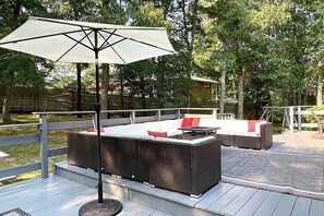Plenty of comfy seating on the expansive back deck.