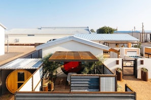 Your outdoor oasis, complete with a mural that's a real work of art.