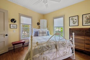 Bright and airy bedroom for peaceful slumbers.