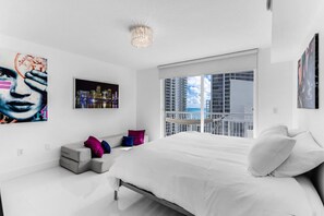 King size bed , smart TV and queen size sofa bed.