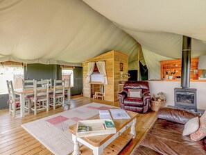 Open plan living space | Safari Tent One - Darnells Luxury Glamping, Ross-on-Wye
