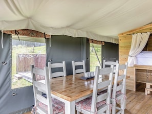 Dining Area | Safari Tent One - Darnells Luxury Glamping, Ross-on-Wye