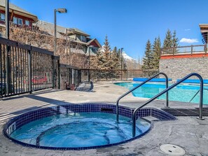 outdoor heated swimming pool and hottub