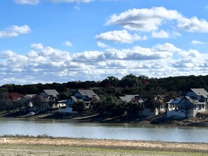 Villa row across water