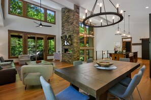 There's plenty of room to gather here in the living and dining areas