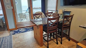 We could eat here, but it is better outside!