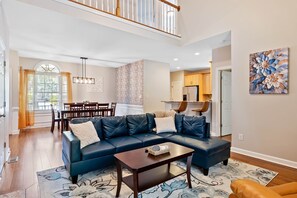 This spacious living room area has plenty of seating for all!