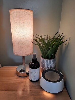 Pillow mist, sound machine and eye masks