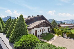 the front of the chalet in summer 