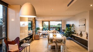 Enjoy your meals with your friends and family in this sleek dining area