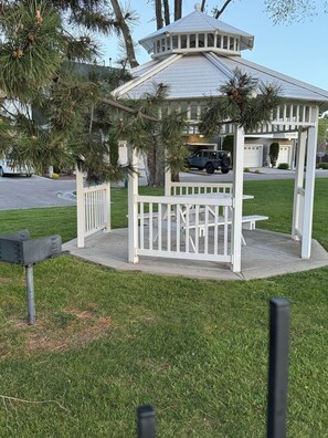 Private Park with grill, play-structure and covered gazebo for lunch.