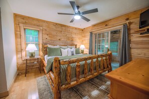 King bedroom with attached sunroom with daybed + trundle and desk