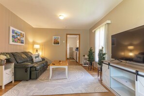 Living room from couch looking to kitchen