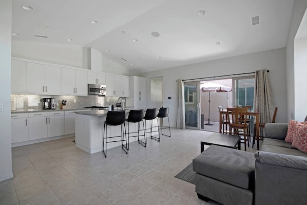 Large kitchen island seated for 4