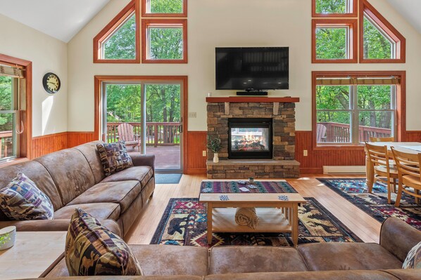 Our living room is designed for relaxation and comfort.