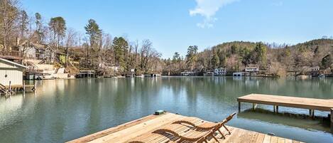 View from the lounging deck over the water with great seating for relaxing.