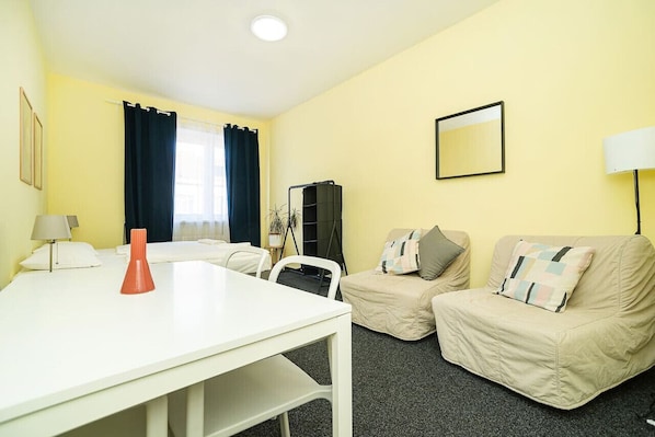 table and bean bags