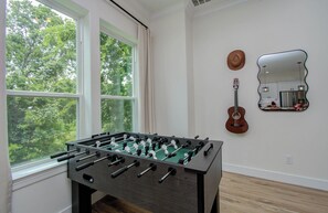 Foosball table in the living room