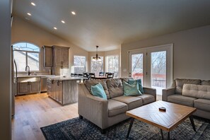 Open floor plan with vaulted ceilings and gorgeous natural light