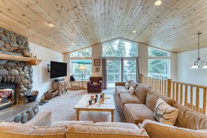 Spacious living room with a large sectional sofa.