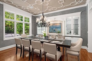 The classic and elegant formal dinning room for 10
