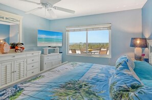 Master bedroom with 60in flat screen TV