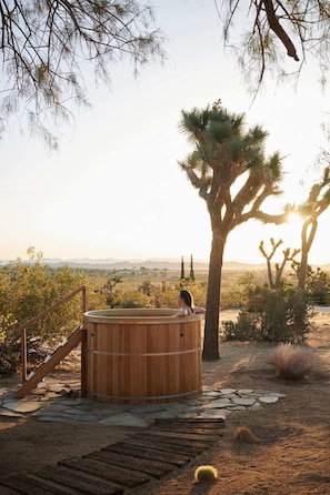 Cedar tub for a healing, aroma therapy.