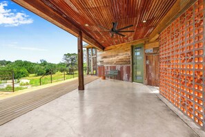 Covered patio at the entrance
