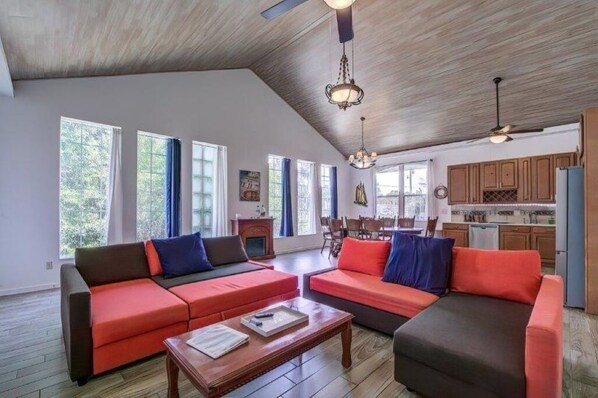 Pull out Sofas. Sofa opens up to double bed. Long side has blankets & sheets.