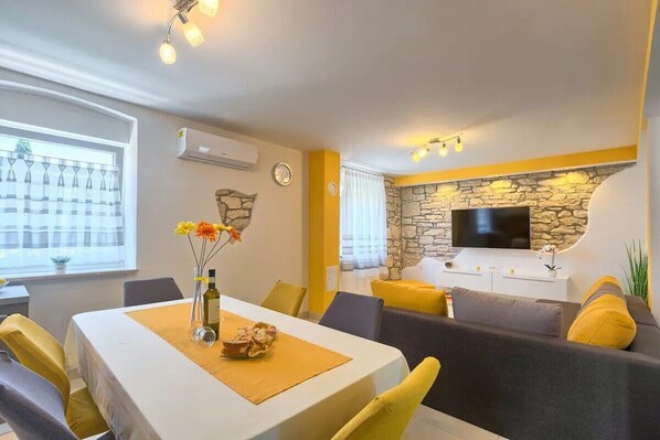 Living room and dining room